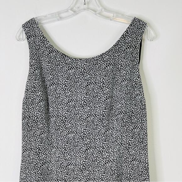 Vintage black white chiffon office abstract dots midi maxi dress 14 - Picture 3 of 7